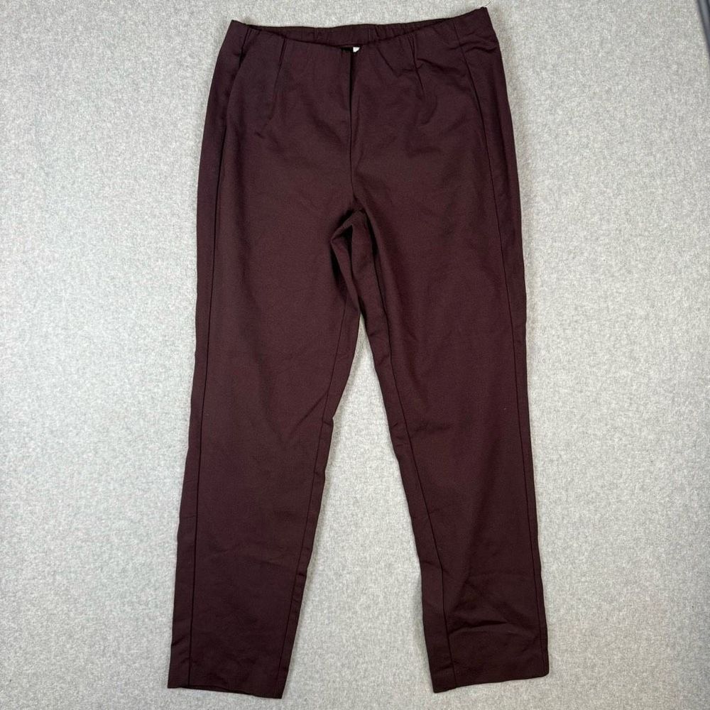 J Jill Womens Size Medium Ponte Slim Leg Dress Pants Burgundy Pockets Stretch